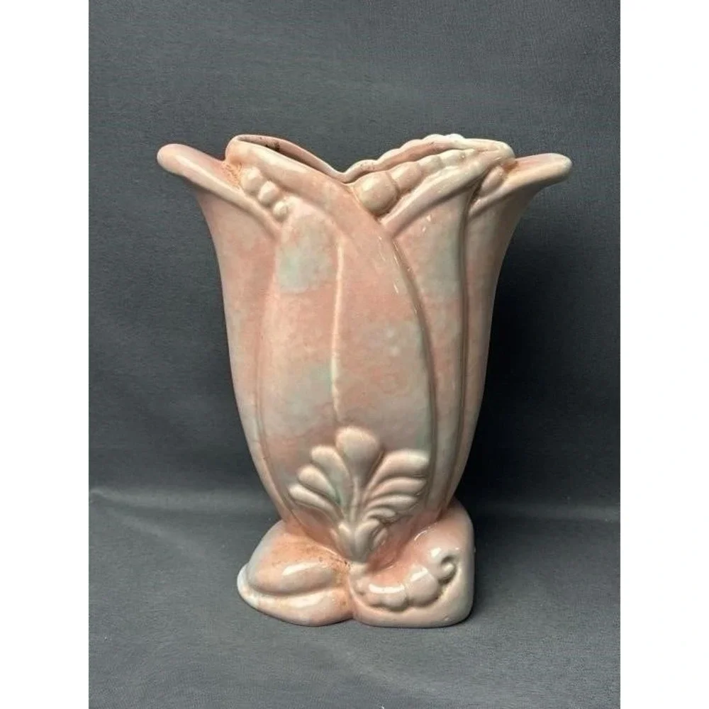 GONDER FLORAL VASE Pink‎ Vintage Mid Century Like McCoy Hull & Weller TULIP